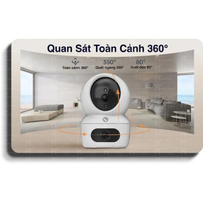 Camera Ezviz 2 Mắt 8.0MP H7C Xem 2 Màn Hình Cùng Lúc, Xoay 360 Độ, Có Màu Đêm - TRANGIATELECOM Hàng nhập khẩu