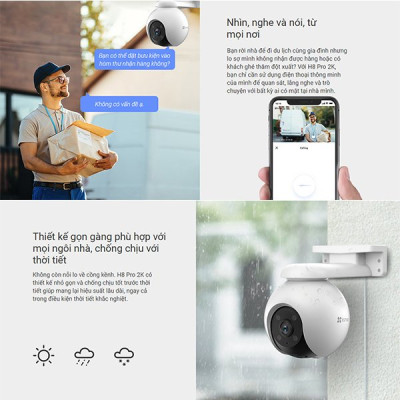 Camera Wi-fi EZVIZ H8 PRO 2K & 3K, Quay Quét 360 Độ Ngoài Trời, Ghi Hình Màu Ban Đêm, Đàm Thoại 2 Chiều - Hàng Chính Hãng