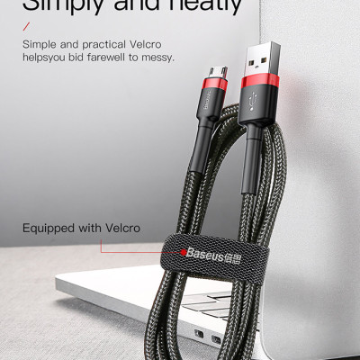 Cáp sạc Baseus Cafule Micro USB 2.4A nhanh truyền dữ liệu CAMKLF - Hàng chính hãng