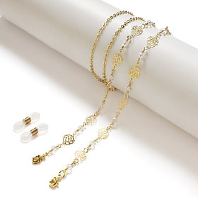 Dây đeo kính hoa hồng hạt cườm sang chảnh ấn tượng dây đeo khẩu trang đeo cổ tránh thất lạc