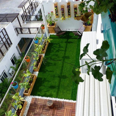 Vỉ Cỏ Nhân Tạo Thương Hiệu ANKAN, Kết Hợp Với Vỉ Gỗ Lót Sàn Để Lót Ban Công, Sân Vườn, Phòng Tập Gym, Khu Resort, Cỏ Nhân Tạo Loại Tốt, An Toàn Cho Trẻ Nhỏ, Hàng Xuất Khẩu (1 Vỉ)