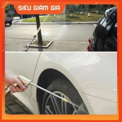 Bộ dây vòi xịt nước rửa xe, tưới cây . tăng áp 3 lần, loại 20m 206701-2 đầu đồng,cút,nối đen + tặng mở chai