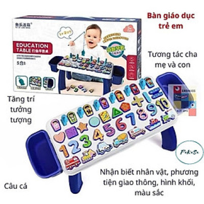 Bộ đồ chơi câu cá, ghép số, ghép chữ Thông minh có xô đựng 5in1 Cao cấp - Hàng chính hãng