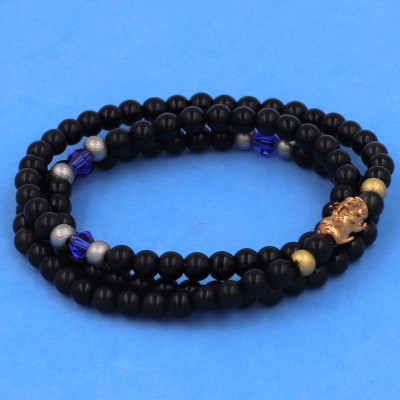 [Mệnh Thủy, Mộc] Bộ Vòng Chuỗi, Tràng Hạt 108 Hạt 6 Ly Đá Thạch Anh Đen Charm Tỳ Hưu Inox - Tràng Chuỗi Niệm Phật - An Yên - Thịnh Vượng - May Mắn - Tài Lộc - Bình An - Phong thủy 868