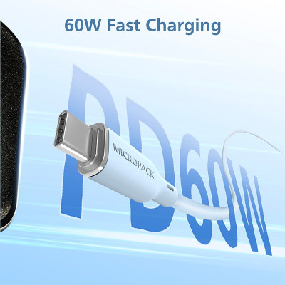 Cáp Sạc MicroPack POWER LINK C1 MC-C60 USB-C to C 60W Soft Silicone 120cm Nhiều Màu Sắc Lựa Chọn Hàng Chính Hãng