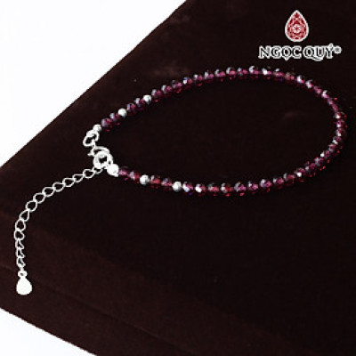 Vòng tay đá garnet hạt mini khóa bạc mệnh hỏa, thổ - Ngọc Quý Gemstones
