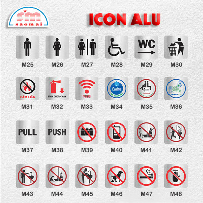 Icon Alu 9.5x9.5cm bạc xước