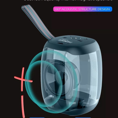 Loa di động thể thao bluetooth chống nước chuẩn IPx6 hiệu WIWU Thunder P40 MINI trang bị đèn LED đổi màu, công nghệ Bluetooth 5.0, Nghe đài radio FM, thẻ SD, có jack âm thanh AUX 3.5mm, thời gian nghe nhạc lên đến 6h - hàng nhập khẩu