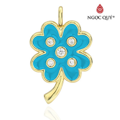 Charm treo hợp kim hình cỏ bốn lá đính đá - Ngọc Quý Gemstones