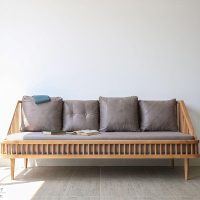 Sofa băng gỗ nệm Juno Sofa Model 2024 Dài 2m x 80 x 81 cm bao gồm 4 gối tựa vuông