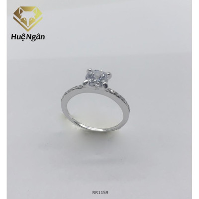 Nhẫn bạc 925 Huệ Ngân - 4 Chấu đính đá 6 li RR1159