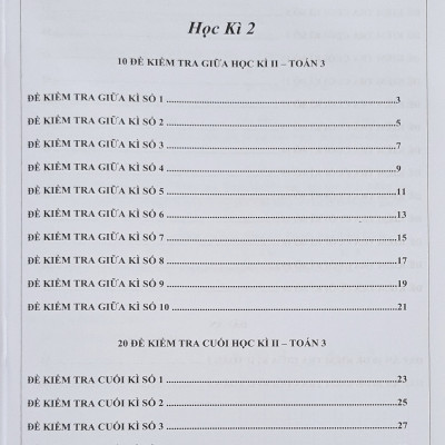 Combo Sách - Đề kiểm tra Toán 3 học kì I + II