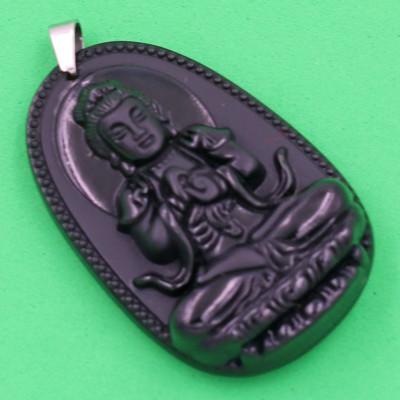 Mặt dây chuyền Như lai Đại nhật đen 3.6 cm kèm hộp nhung