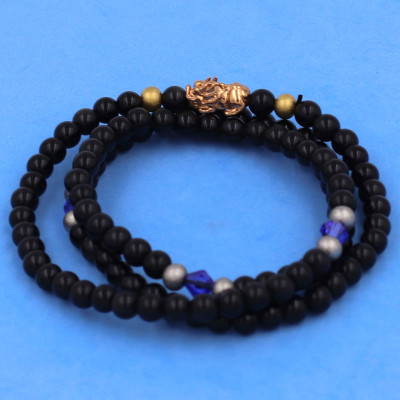 [Mệnh Thủy, Mộc] Bộ Vòng Chuỗi, Tràng Hạt 108 Hạt 6 Ly Đá Thạch Anh Đen Charm Tỳ Hưu Inox - Tràng Chuỗi Niệm Phật - An Yên - Thịnh Vượng - May Mắn - Tài Lộc - Bình An - Phong thủy 868