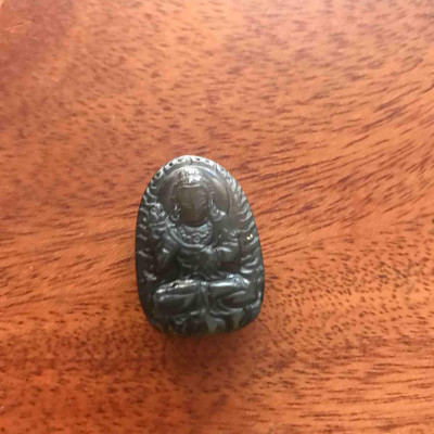 MẶT PHẬT ĐẠI THẾ CHÍ  ĐÁ CASIDON NÂU ĐEN PHỐI VÒNG TAY D28mm N20mm S11mm NAM NỮ TUỔI NGỌ MỆNH THUỶ MỘC