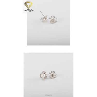 Bông tai bạc Ý 925 Huệ Ngân - Cỏ bá lá may mắn RYE140678
