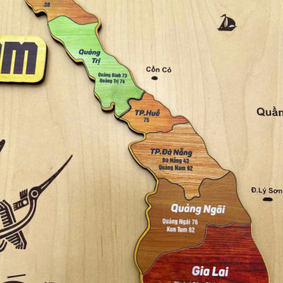 [KOSUYTU] Bản Đồ Việt Nam Bằng Gỗ - 34 Tỉnh Thành Mới – KT 40 x 60 CM