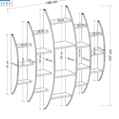 Kệ Gỗ Trang Trí Treo Tường Thiết Kế Dạng Hình Tròn Cách Điệu Juno Sofa CTKT710 KT 146x146x29cm