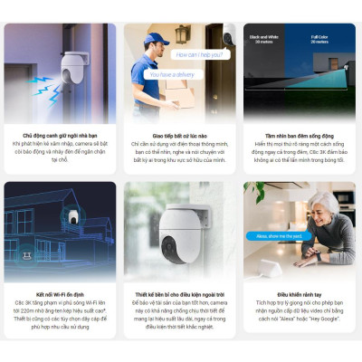 Camera IP Wifi Ezviz C8C 3K 5MP Ngoài TrờI,  Xoay 360 Độ, Đàm Thoại - TRANGIATELECOM Hàng nhập khẩu
