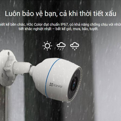Camera IP Wifi Ezviz H3C 2MP Ngoài Trời Chuẩn Chống Nước IP67 - Hàng chính hãng