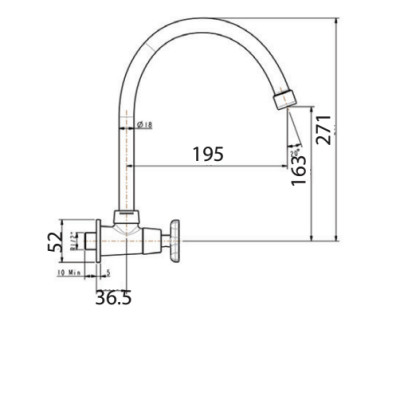 Vòi bếp lạnh gắn tường (âm tường) Winston WF-T707(FFAST707)- hàng chính hãng American Standard