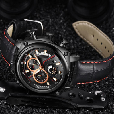  Đồng hồ nam LIGE 9891 Quartz thời trang sang trọng,thể thao  bằng da không thấm nước