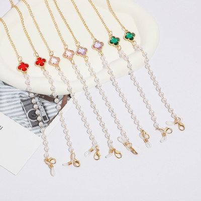 Dây đeo kính cỏ bốn lá và ngọc trai độc đáo sáng tạo dây giữ khẩu trang đeo airpod dây đeo cổ