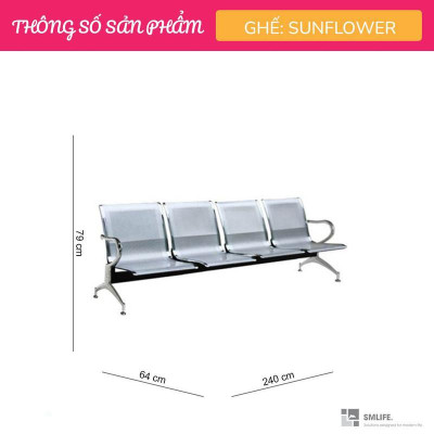Ghế băng chờ sắt xi 4 chỗ ngồi SMLIFE Sunflower