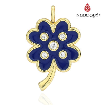 Charm treo hợp kim hình cỏ bốn lá đính đá - Ngọc Quý Gemstones