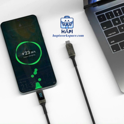 Cáp sạc hàng chính hãng WiWU Titan C to L Wi-C038, siêu bền, PD30W, có màn hiển thị