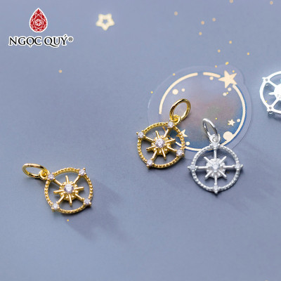 Charm treo hình bánh lái bạc trắng - Ngọc Quý Gemstones