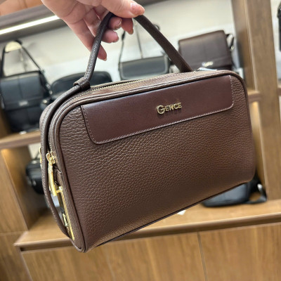 Clutch Ví Cầm Tay Túi Xách Nam GENCE RB15 Chất Liệu Da Bò Khóa Vân Tay Cao Cấp Màu Nâu