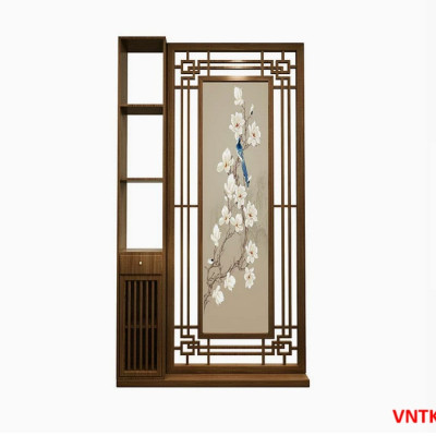 Vách ngăn phòng khách, vách ngăn tủ kệ bằng gỗm bình phong tranh VNTK406- NỘI THẤT LẮP RÁP VIENDONGADV