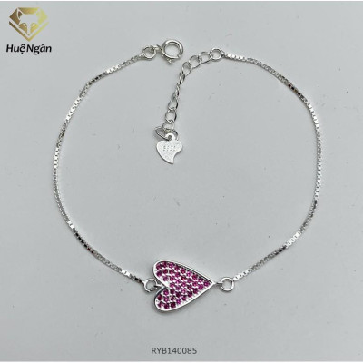 Lắc tay bạc 925 Huệ Ngân - Tim xinh đính đá RYB140085
