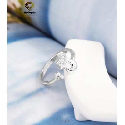 Nhẫn bạc Ý 925 Huệ Ngân - Mèo xinh cát tường YCXJ035