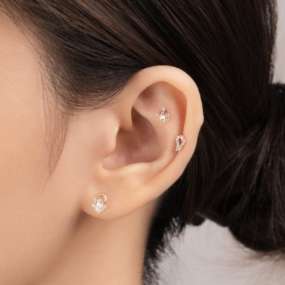 Bông Tai Vàng 14KY Korean Style (V0143) - MOON Jewelry