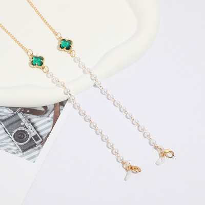 Dây đeo kính cỏ bốn lá và ngọc trai độc đáo sáng tạo dây giữ khẩu trang đeo airpod dây đeo cổ