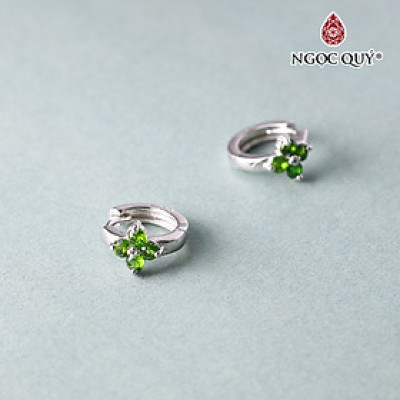Bông tai bạc đính đá diopside mệnh hỏa mộc - Ngọc Quý Gemstones