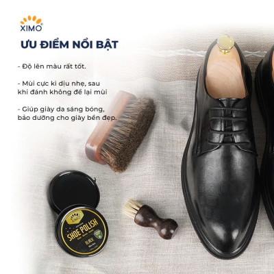 Xi Đánh Giày Sáp Shoe Polish XIMO 50ml XI08 giúp giày túi xách, ví, thắt lưng, đồ giả da sáng bóng tự nhiên, bảo dưỡng bền đẹp lâu hơn, tăng khả năng chống thấm nước hiệu quả