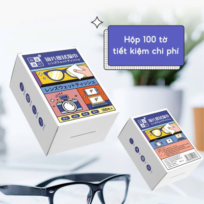Khăn Lau Kính Nano Hộp 100 Miếng Giấy Lau Kính Chống Bám Hơi Nước, Lau Sạch Vân Tay Bụi Bẩn - Chính hãng