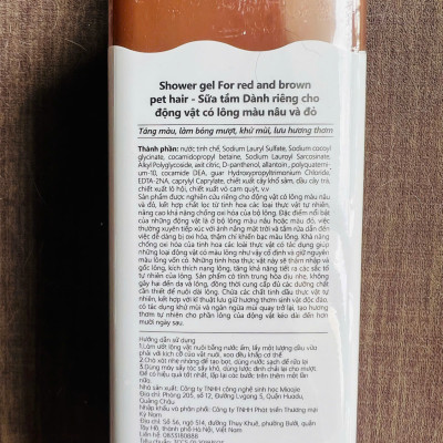SỮA TẮM SOS DÀNH RIÊNG CHO ĐỘNG VẬT CÓ LÔNG MÀU NÂU VÀ ĐỎ 530ML CHO THÚ CƯNG CHÓ MÈO