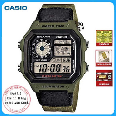 Đồng Hồ Casio Nam Dây Da Phối Vải AE-1200WHB-3BVDF