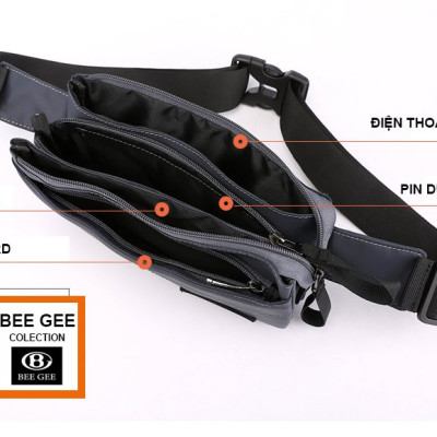 Combo Túi đeo chéo, ba lô Nam Nữ thời trang UNISEX BEE GEE 5104 tặng túi bao tử BEE GEE 130