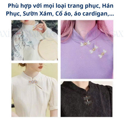 Khóa Cài Áo Quần, Nút Cài Cổ Áo Hán Phục Cổ Trang Trung Quốc, Sườn Xám, Áo Choàng Hình Hoa Cúc, Thỏ
