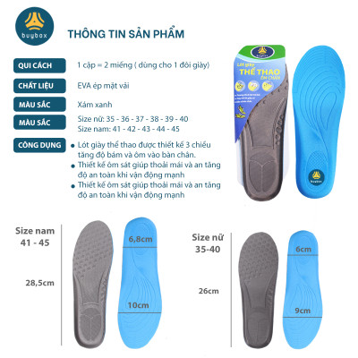 Lót giày thể thao có hạt massage lòng bàn chân, thoáng khí, chất liệu mềm mại dễ dàng vận động - Buybox - BBPK228