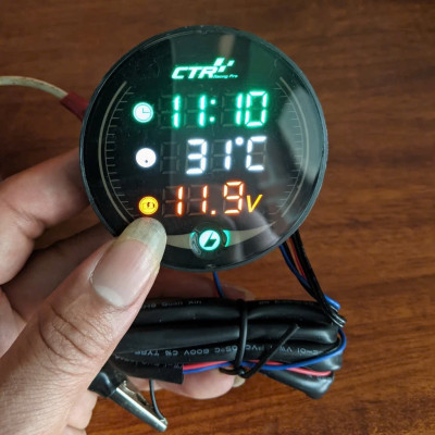 Đồng Hồ Báo Giờ Xe Máy 3in1 Báo Nhiệt Độ, Vôn Ắc Quy Mẫu Mới Loại Tốt Gắn Các Loại Xe Hàng Cao Cấp, Phụ Kiện Xe Máy