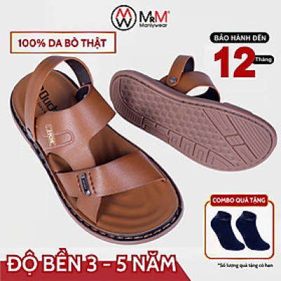 Dép Sandal Nam Da Bò - DK01 Đế Khâu Đúc Nguyên Khối, Đường Khâu Chắc Chắn, Đế Massage Mềm Mại Êm Chân