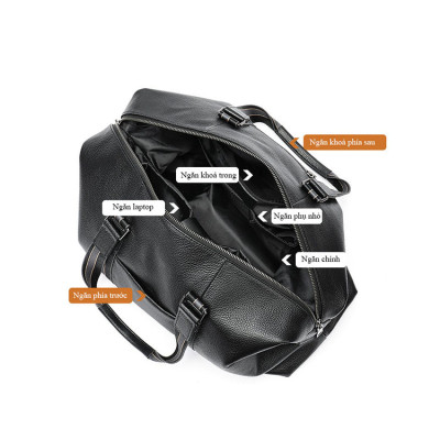 Túi trống du lịch BHM4028 có ngăn để laptop đến 17.3inch, chuẩn da bò thật