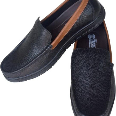 Giày lười nam Trường Hải da bò đen đế cao su chống mòn cao 2.5cm GMN014