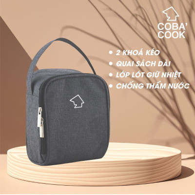 Túi đựng hộp cơm hình vuông logo COBA